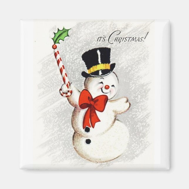 Happy Dancing Snowman Vintag Magnet (Vorne)