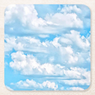 Happy Dancing Sunny Clouds Dekoration Rechteckiger Pappuntersetzer