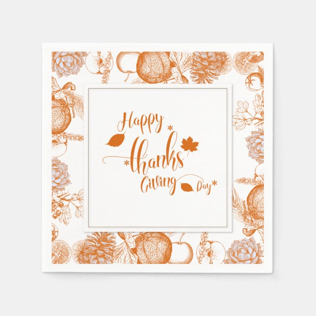 Happy Danke Giving Serviette (Vorderseite)