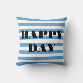 Happy Day Blau und Weiß Streifen Kissen