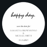 Happy Day Clean Modern Save the Date Runder Aufkleber<br><div class="desc">Happy Day Clean Modern Save the Date</div>