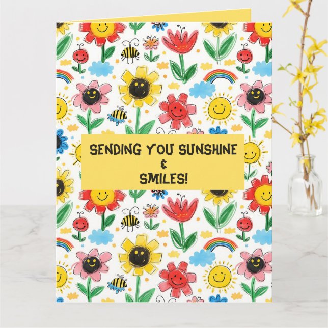 Happy Days - Fröhliche Blume und Freundschaftsmust Karte (Gelbe Blume)