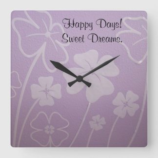 Happy Days! Sweet Dreams wall clocks Flowers Deco Quadratische Wanduhr