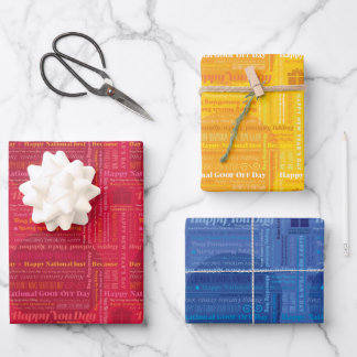 Happy Days Wrap: rot, gelb, blau Geschenkpapier Set
