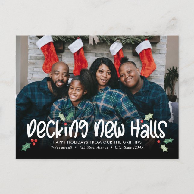 Happy Decking Holiday Moving Ankündigung Postkarte (Vorderseite)