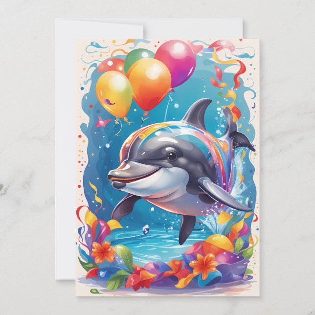 Happy Delphin lächeln und feiern | Karte (Vorderseite)