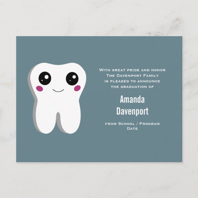 Happy Dental Tooth Abschluss Ankündigung Postkarte (Vorderseite)