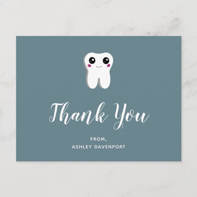 Happy Dental Tooth lächeln Niedlich Postkarte (Vorderseite)