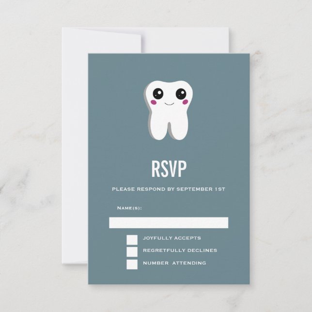 Happy Dental Tooth lächeln Niedlich RSVP Karte (Vorderseite)