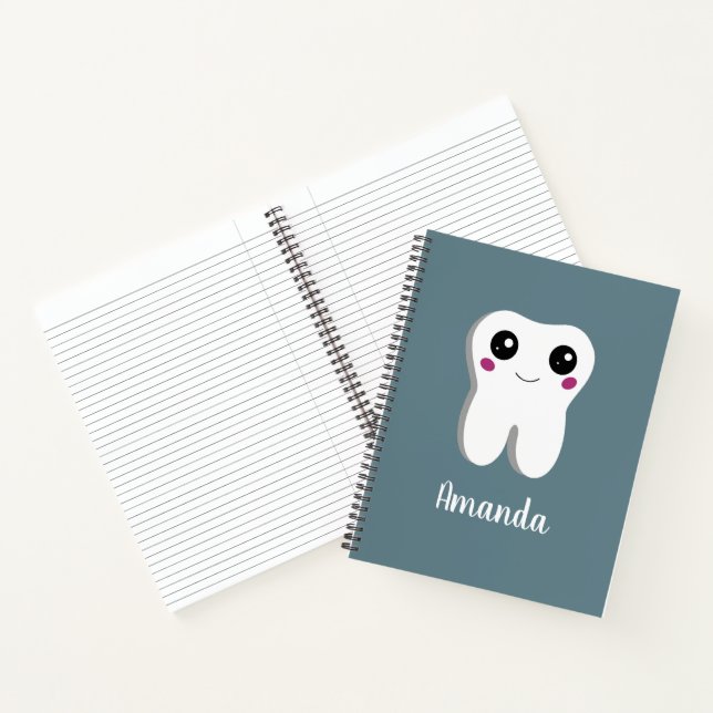 Happy Dental Tooth Lächeln Niedlich Zeichnend Notizbuch (Innenseite)