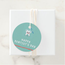 Happy Dentist's Day White Text aquamarin Geschenkanhänger