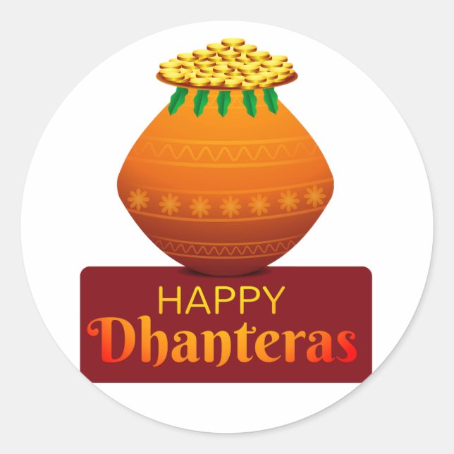 Happy Dhanteras Runder Aufkleber (Vorderseite)
