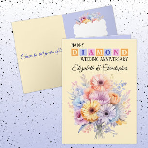 Happy Diamond Jubiläumsnamen Blume pfirsich Karte