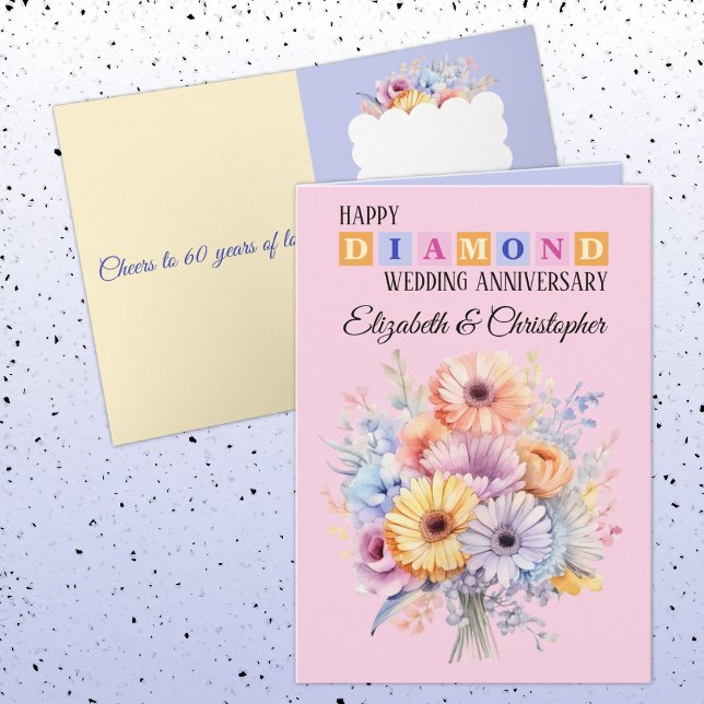 Happy Diamond Jubiläumsnamen Blume pink Karte (Von Creator hochgeladen)