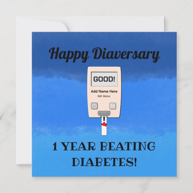 Happy Diaversary Beatmung von Diabetes Karte (Vorderseite)