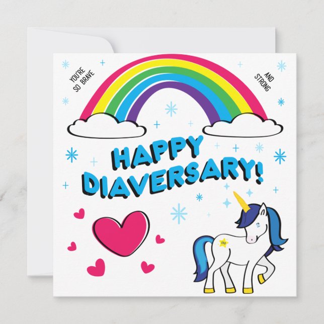 Happy Diaversary [Blue Unicorn] Karte (Vorderseite)