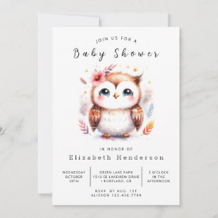 Happy Digital Owl Baby Dusche Einladung