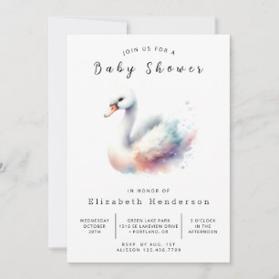 Happy Digital Swan Baby Shower Einladung
