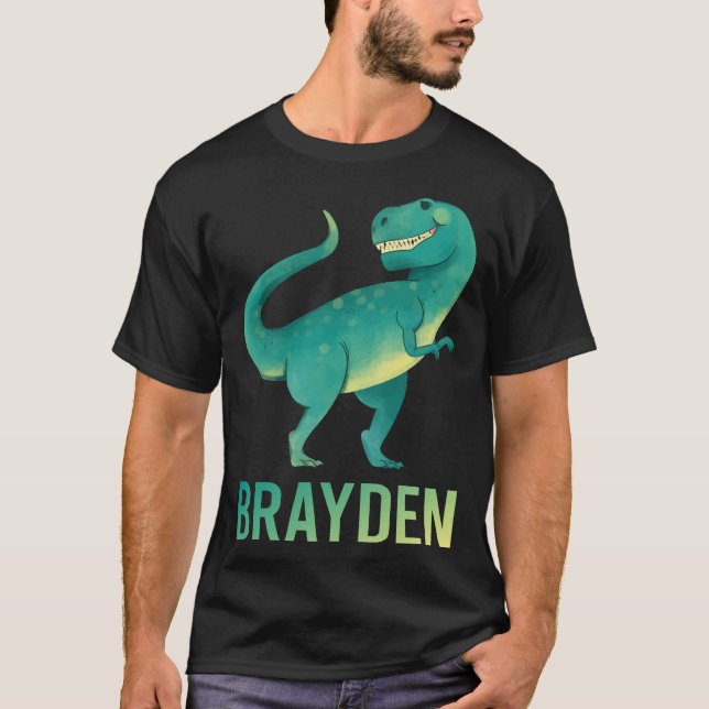 Happy Dinosaur - Brayden Name T-Shirt (Vorderseite)