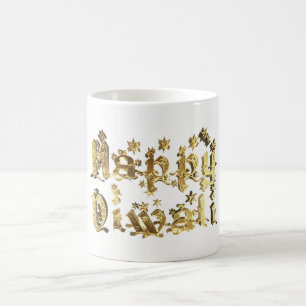 Happy Diwali Decorative Stars Typografie Gold Kaffeetasse