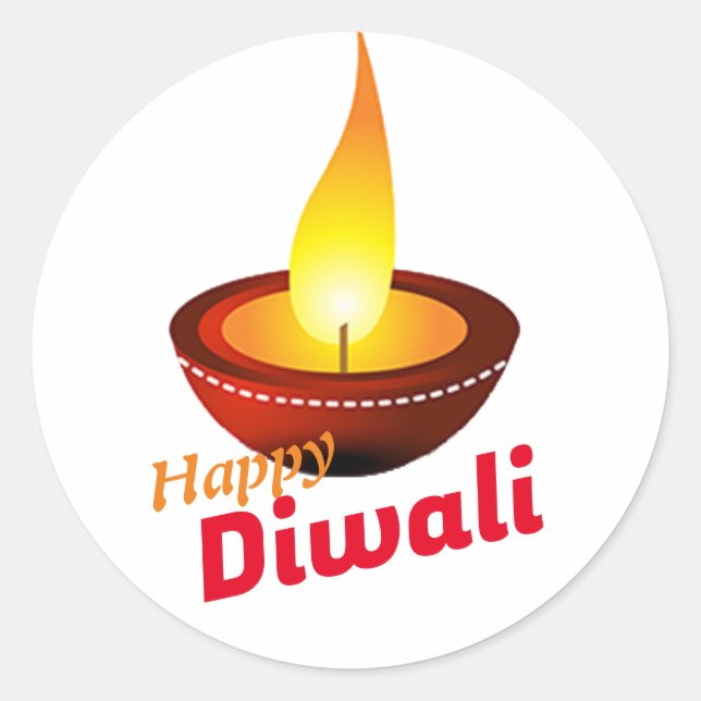 Happy Diwali deepak Runder Aufkleber (Vorderseite)
