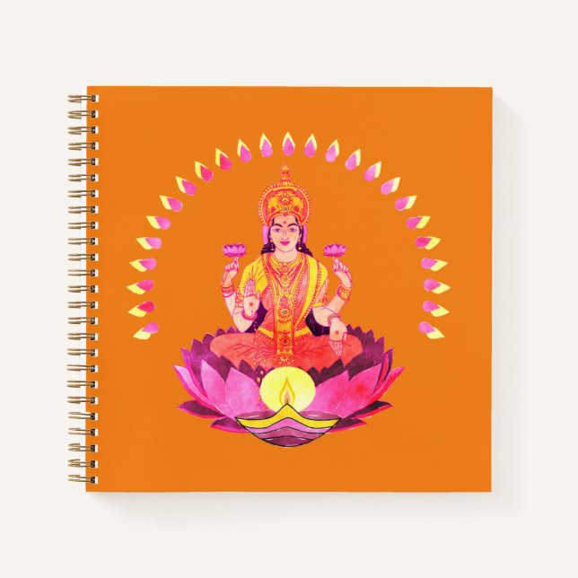 Happy Diwali - Deepalavi Lakshmi Goddess 1 Notizbuch (Vorderseite)