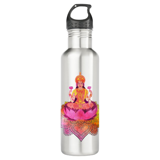 Happy Diwali - Deepalavi Lakshmi Goddess 4 Edelstahlflasche (Vorderseite)