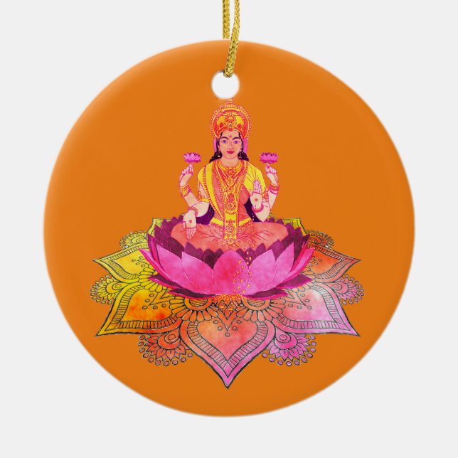 Happy Diwali - Deepalavi Lakshmi Goddess 4 Keramik Ornament (Vorne)