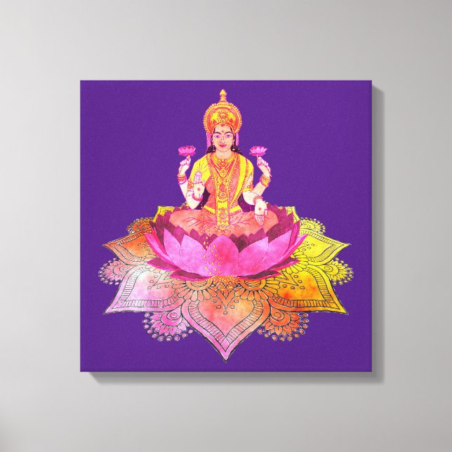 Happy Diwali - Deepalavi Lakshmi Goddess 4 Leinwanddruck (Vorderseite)