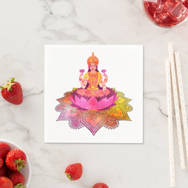 Happy Diwali - Deepalavi Lakshmi Goddess 4 Serviette (Beispiel)