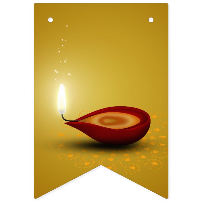 Happy Diwali Diya - Jagdfahnen Wimpelkette (Erste Fahne)