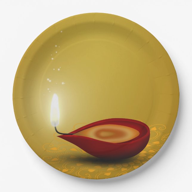 Happy Diwali Diya - Papierplatte Pappteller (Vorderseite)