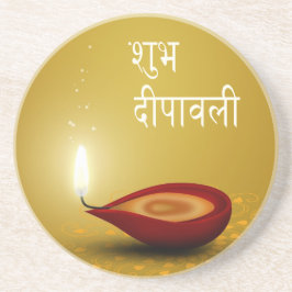 Happy Diwali Diya - Sandstone Untersetzer