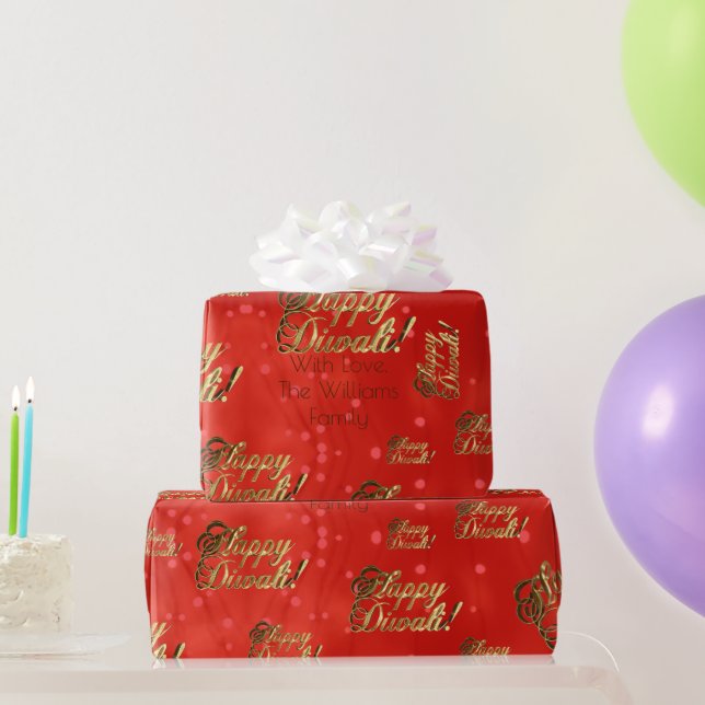 Happy Diwali Elegante Imitate Goldenes Foil Geschenkpapier (Partygeschenke)