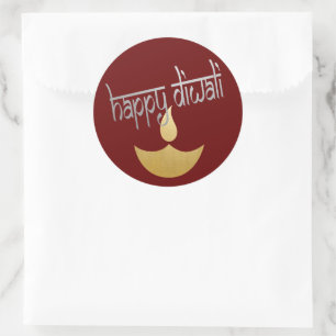 Happy Diwali Festival des Lichts Runder Aufkleber