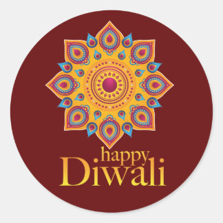 Happy Diwali Festival des Lichts Runder Aufkleber