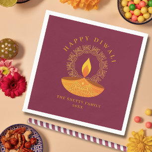 Happy Diwali Festival of Lights Diya Serviette