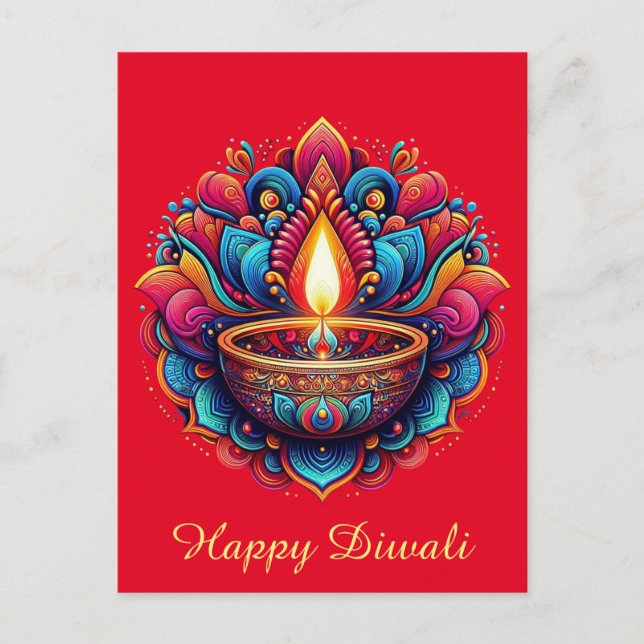 Happy Diwali Frische Pasta machen Feiertagspostkarte (Vorderseite)