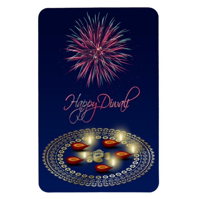Happy Diwali Ganesha Rangoli - Flexibles Magnet (Vertikal)