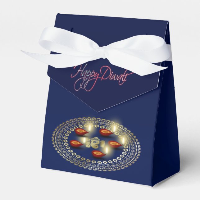 Happy Diwali Ganesha Rangoli - Gefälligkeitsbox Te Geschenkschachtel (Vorderseite)