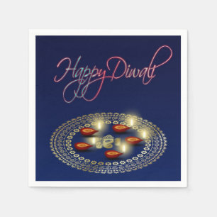Happy Diwali Ganesha Rangoli - Paper Napkin Serviette