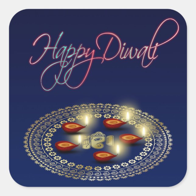 Happy Diwali Ganesha Rangoli - Sticker (Devant)