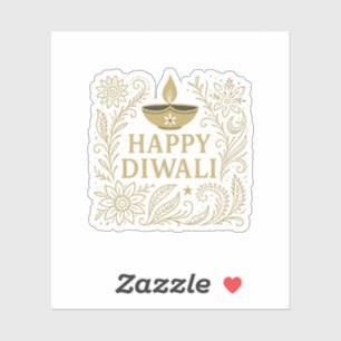 Happy Diwali Gold & Black Aufkleber Sheet