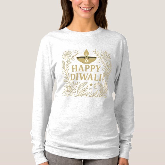 Happy Diwali Gold Elegante Long Sleeve T - Shirt (Vorderseite)