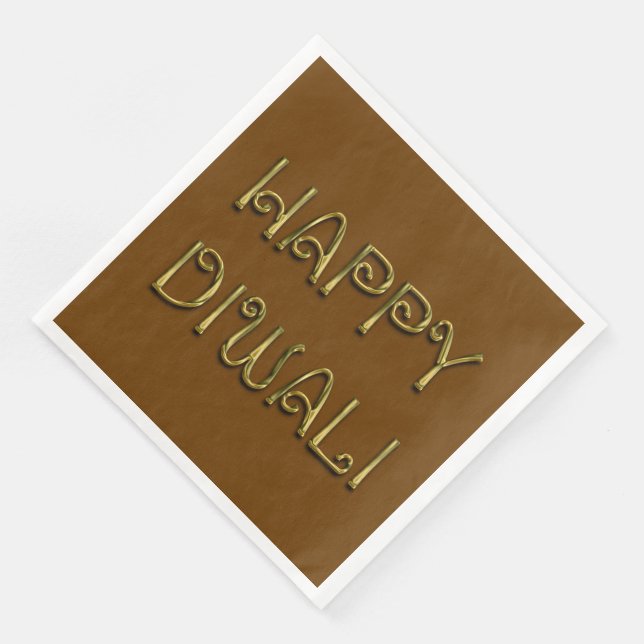 Happy Diwali Gold Typografy Dinner Party Napkins Serviette (Ecke)