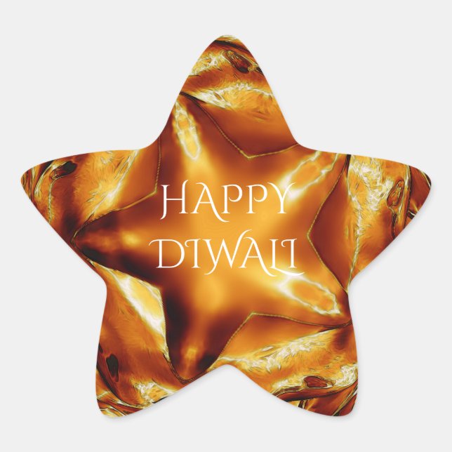 Happy Diwali Gruß Gold Kupfer Shiny Star Stern-Aufkleber (Vorderseite)