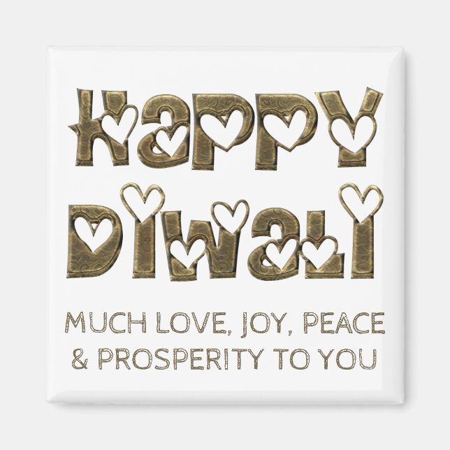 Happy Diwali Gruß Niedlich Hearts Typografie Magnet (Vorne)