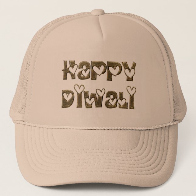 Happy Diwali Gruß Niedlich Hearts Typografie Truckerkappe (Vorderseite)