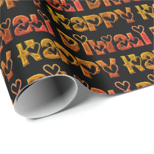 Happy Diwali grüßen Niedliche Herzen Text braun Ro Geschenkpapier