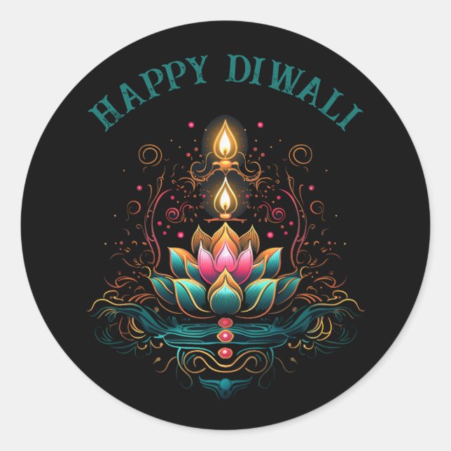 Happy Diwali Hindu Festival der Lichter Runder Aufkleber (Vorderseite)